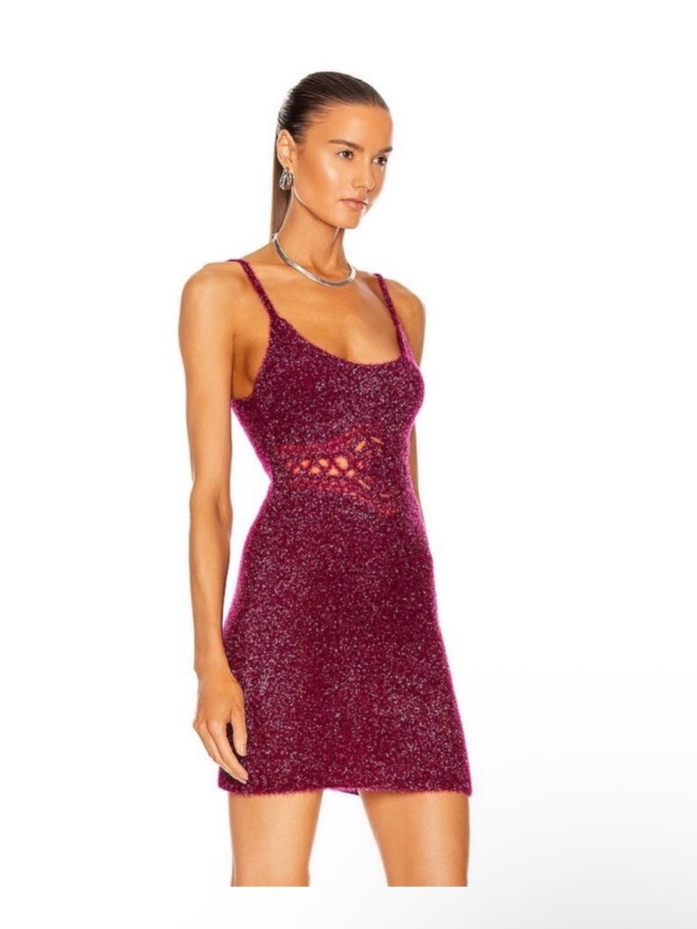 NWT- Area Crochet Flower Mini Dress (Plum) XS